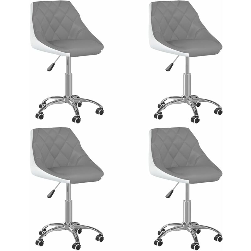 

Sillas de comedor giratorias 4 uds cuero sintético gris blanco