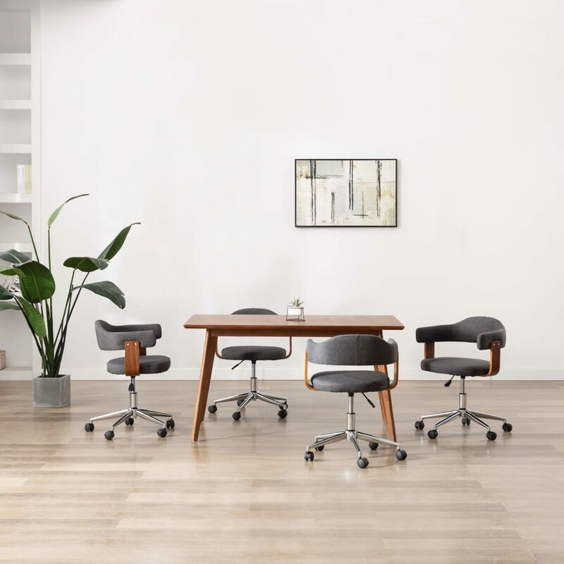 

Sillas de comedor giratorias 4 uds madera curvada y tela gris