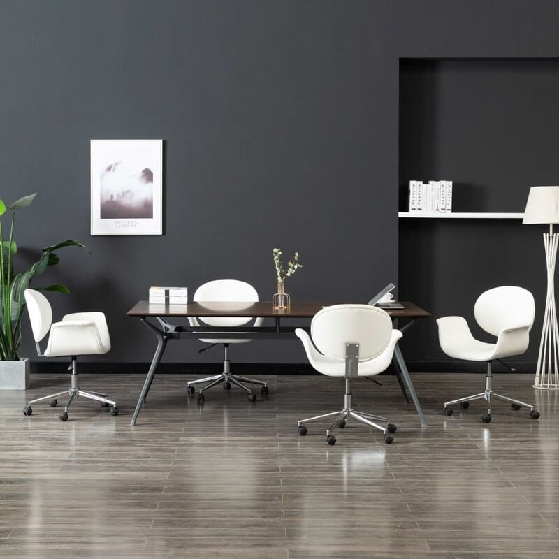 

BHD - Sillas de comedor giratorias 4 unidades cuero sintético blanco