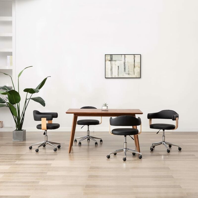 

Sillas de comedor giratorias 4 unidades cuero sintético negro