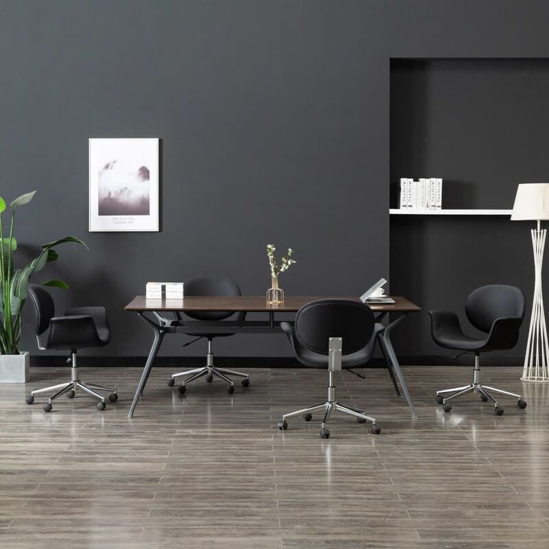 

BHD - Sillas de comedor giratorias 4 unidades cuero sintético negro