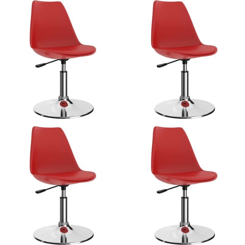 

vidaXL Sillas de Comedor Giratorias Cuero Sintético 4 Unidades Rojo - Rojo