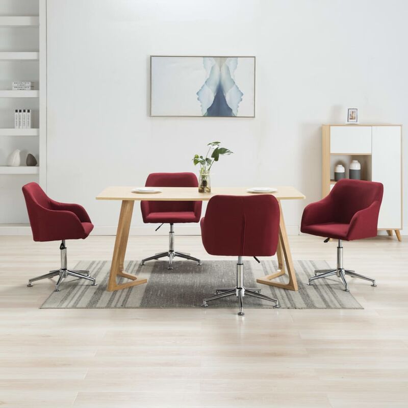 

Sillas de comedor giratorias 4 unidades tela color vino tinto
