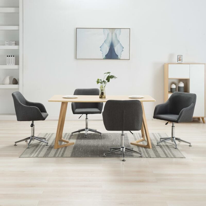 

Sillas de comedor giratorias 4 unidades tela gris oscuro