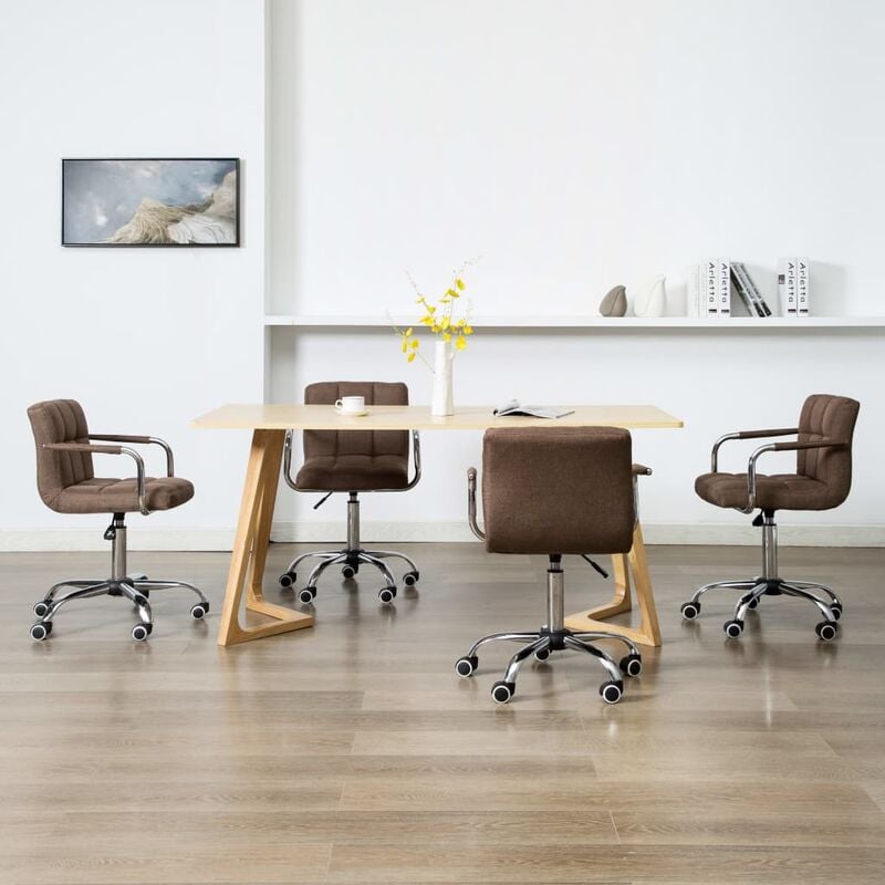 

Sillas de comedor giratorias 4 unidades tela marrón