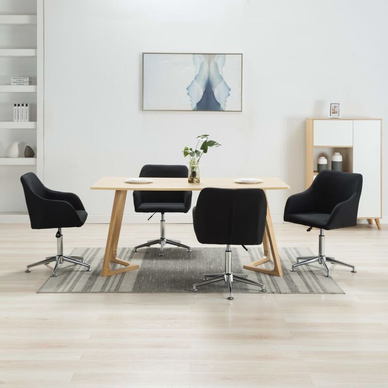 

Sillas de comedor giratorias 4 unidades tela negro