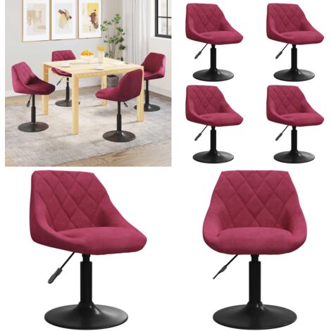 Sillas de comedor giratorias 4 unidades terciopelo rojo tinto - Sillas de comedor - Sillas de comedor giratorias