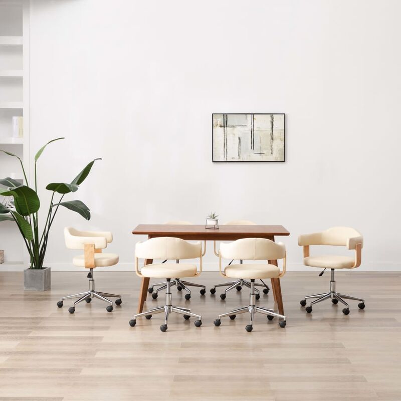 

Sillas de comedor giratorias 6 uds cuero sintético color crema