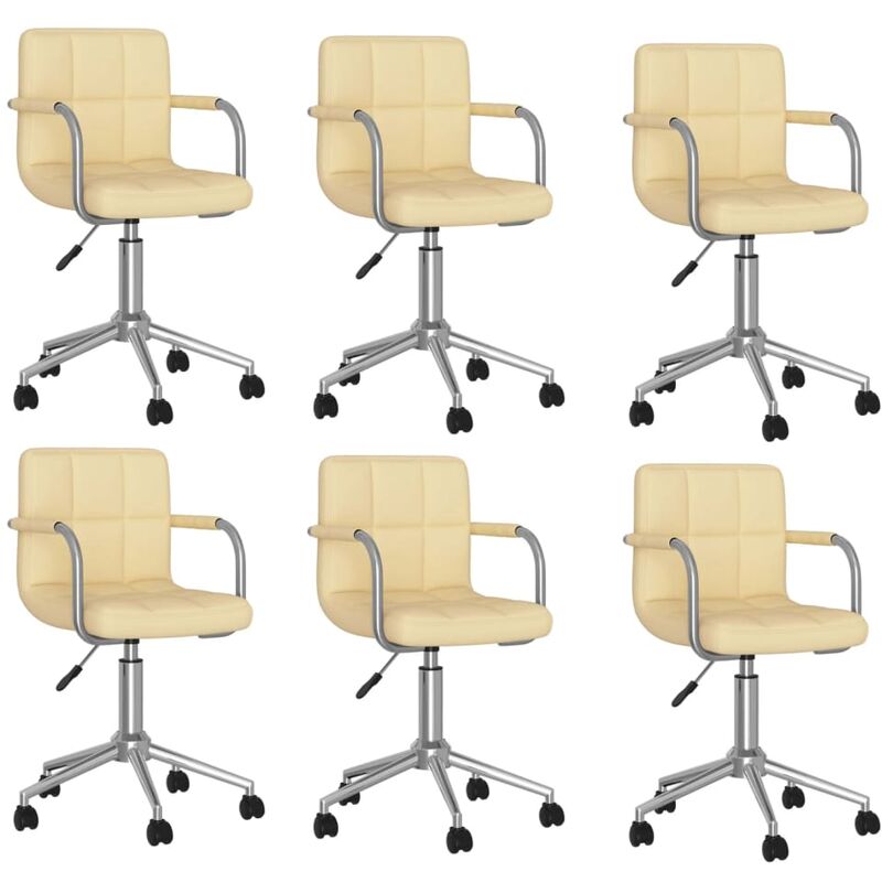 

Sillas de comedor giratorias 6 uds cuero sintético color crema