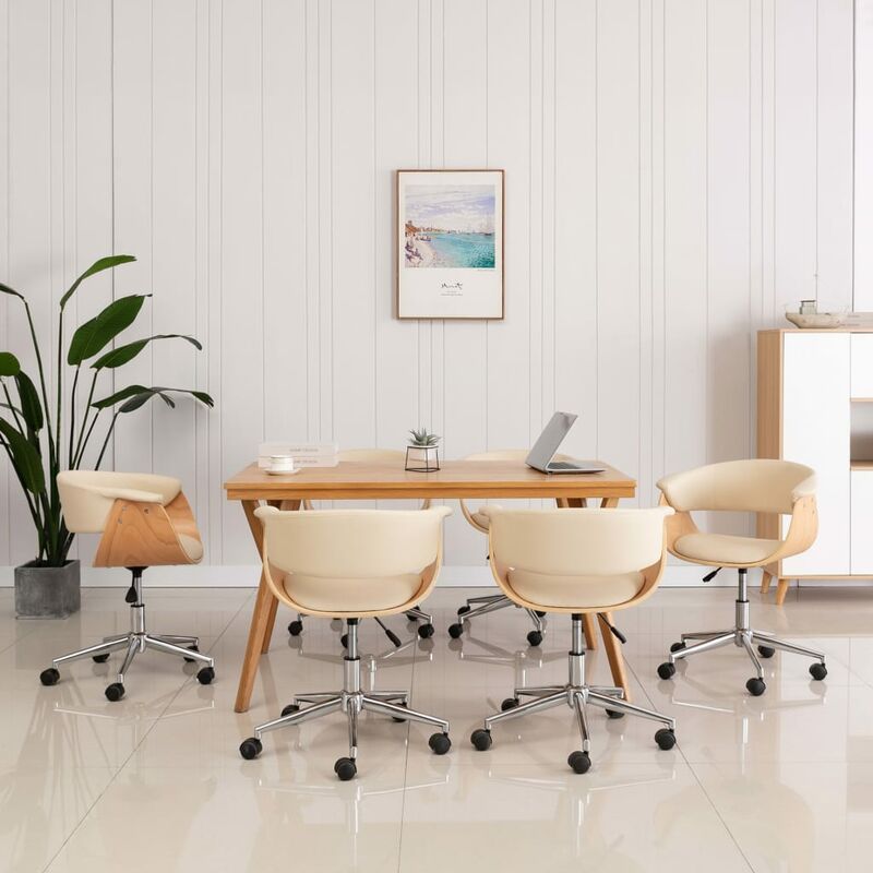 

Sillas de comedor giratorias 6 uds cuero sintético color crema