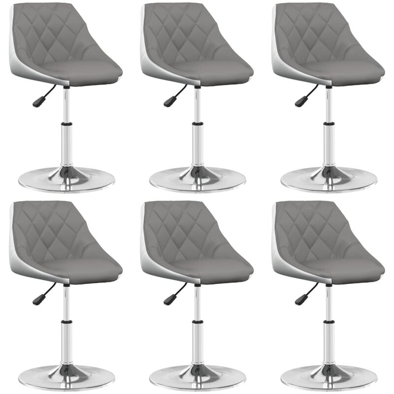 

BHD - Sillas de comedor giratorias 6 uds cuero sintético gris blanco