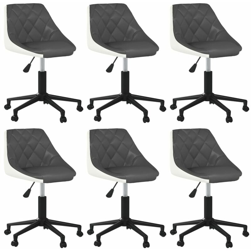 

Sillas de comedor giratorias 6 uds cuero sintético gris blanco