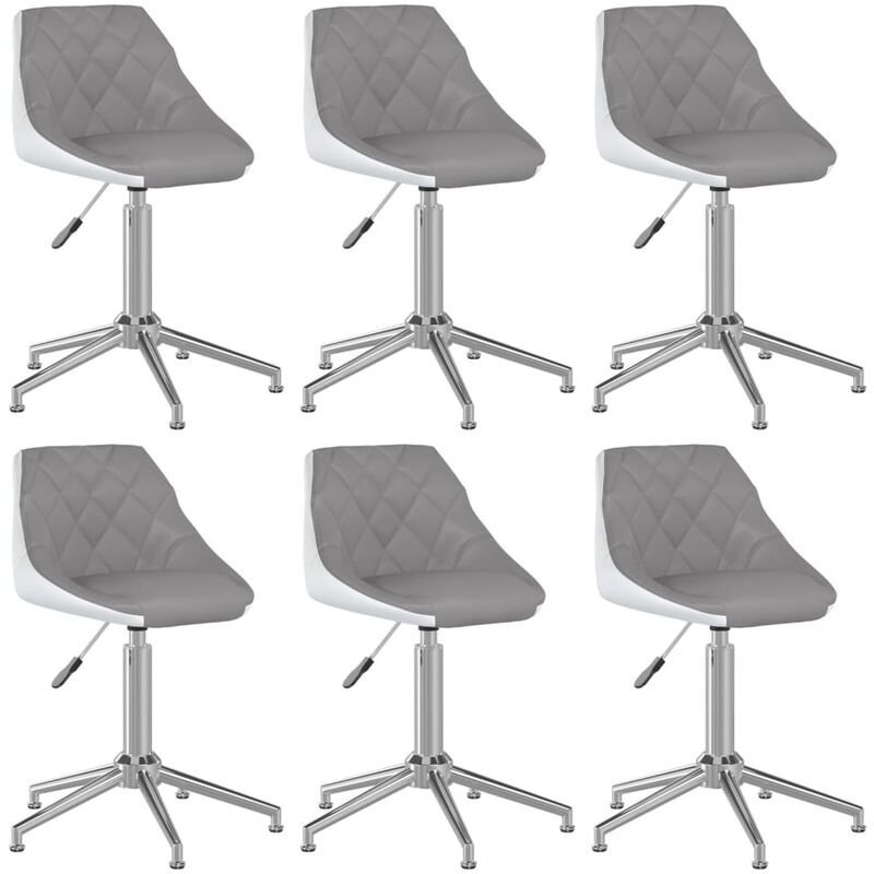 

Sillas de comedor giratorias 6 uds cuero sintético gris blanco