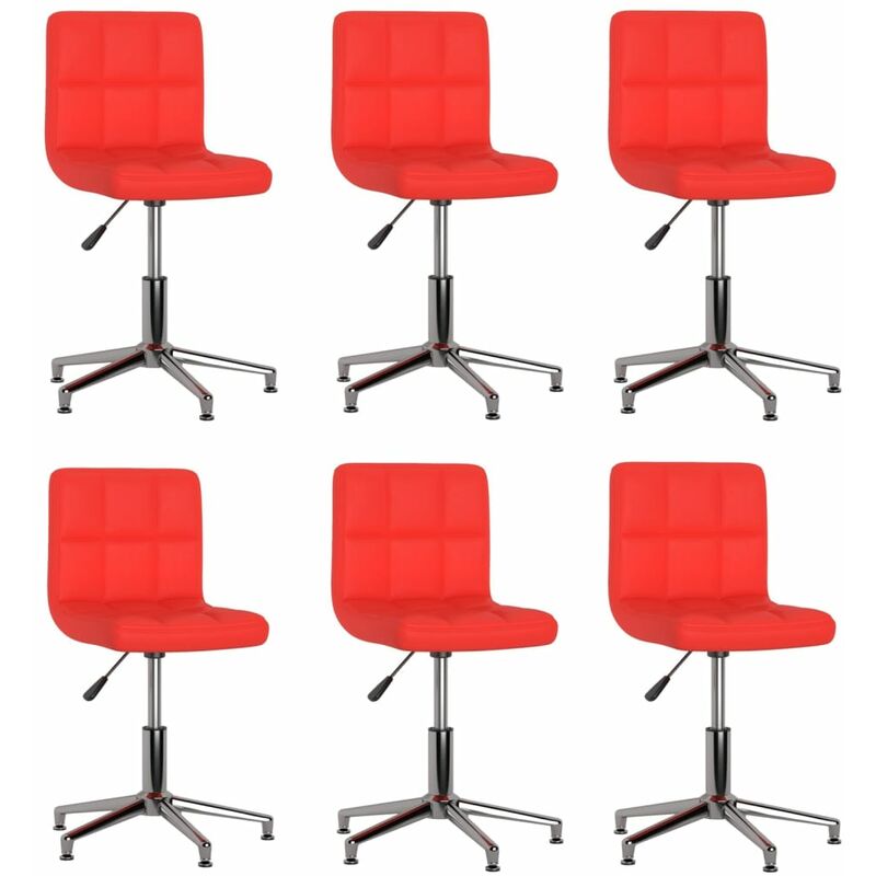 

Sillas de comedor giratorias 6 uds cuero sintético rojo