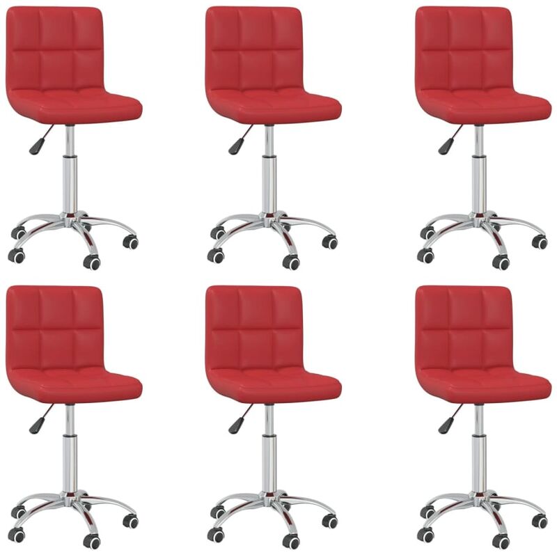 

Sillas de comedor giratorias 6 uds cuero sintético rojo tinto
