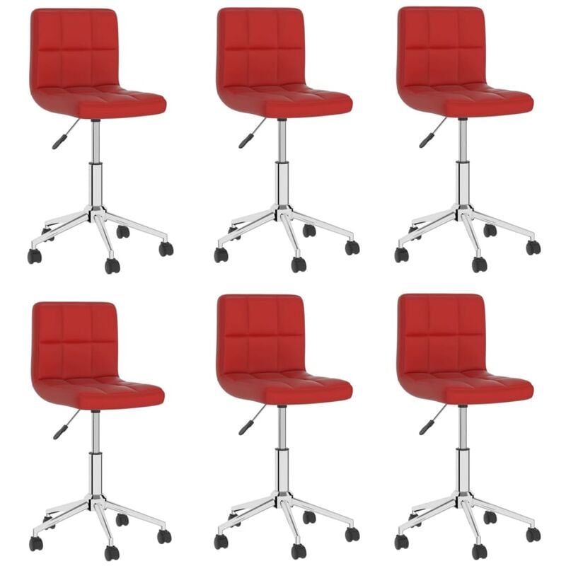 

Sillas de comedor giratorias 6 uds cuero sintético rojo tinto