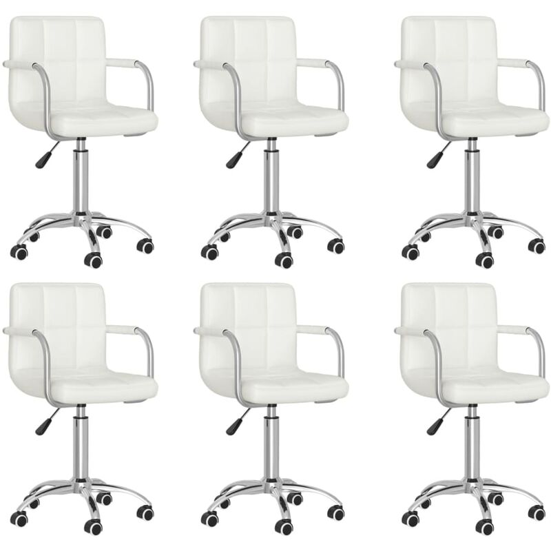 

Sillas de comedor giratorias 6 uds de cuero sintético blanco