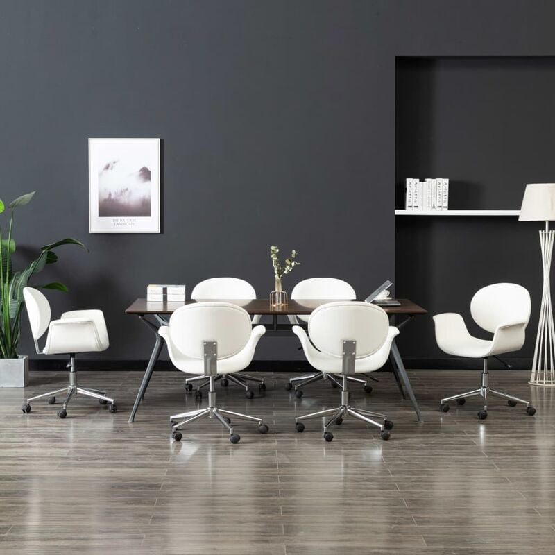 

Sillas de comedor giratorias 6 unidades cuero sintético blanco