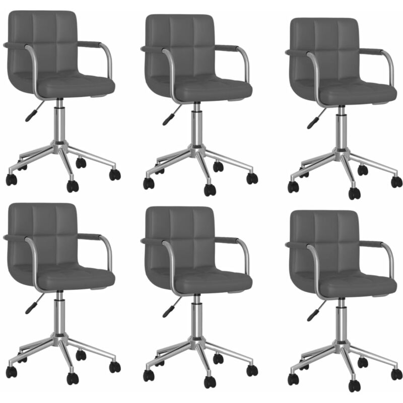

Sillas de comedor giratorias 6 unidades cuero sintético gris
