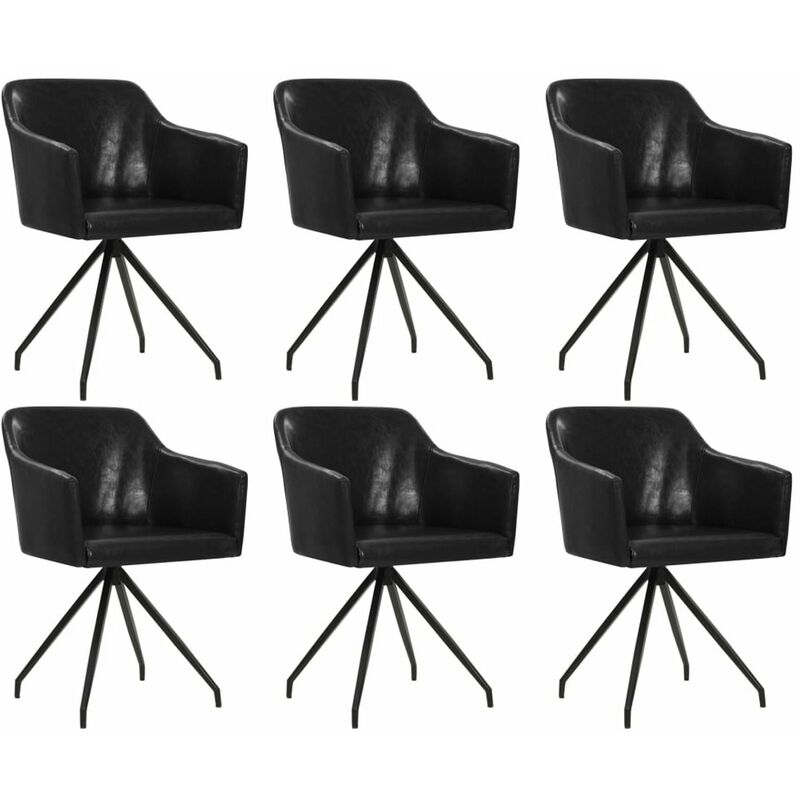 

Happyshopping - Sillas de comedor giratorias 6 unidades cuero sintetico negro
