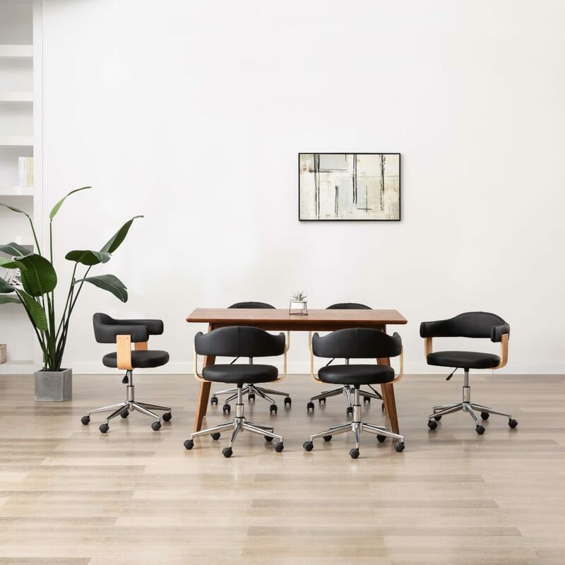 

BHD - Sillas de comedor giratorias 6 unidades cuero sintético negro
