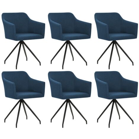 Sillas de comedor giratorias 6 unidades tela azul