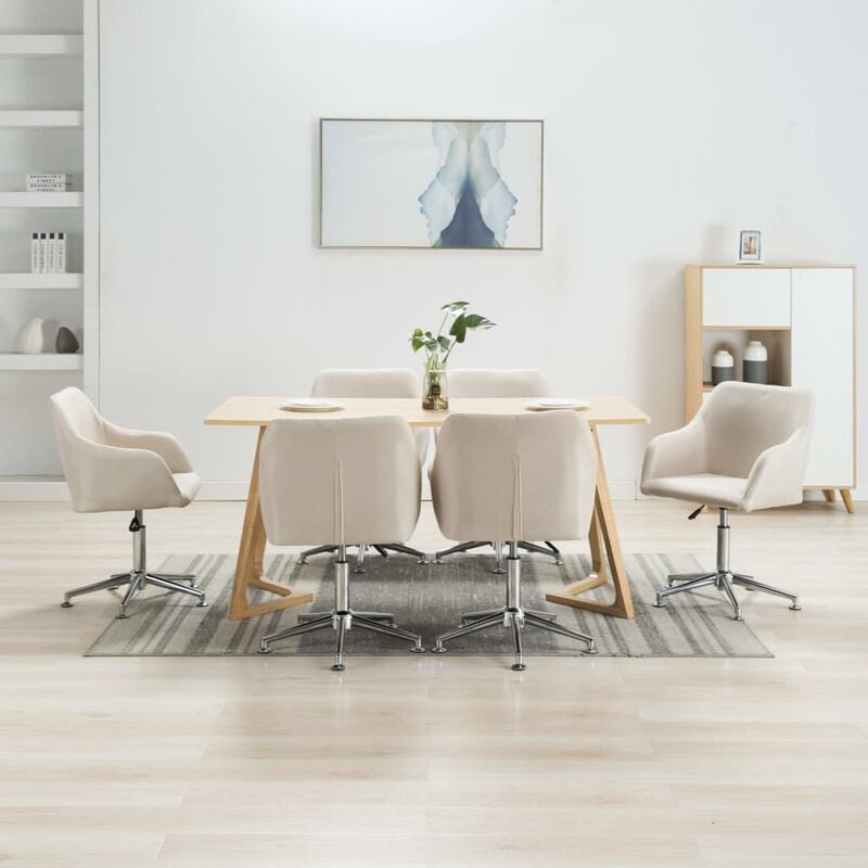

Sillas de comedor giratorias 6 unidades tela color crema