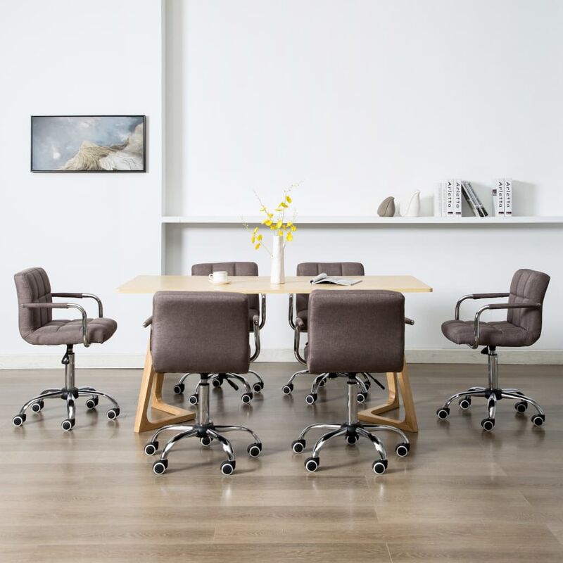 

Sillas de comedor giratorias 6 unidades tela color gris topo