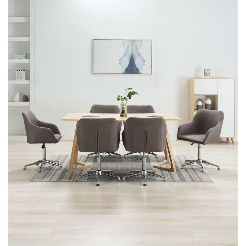 

Sillas de comedor giratorias 6 unidades tela color gris topo