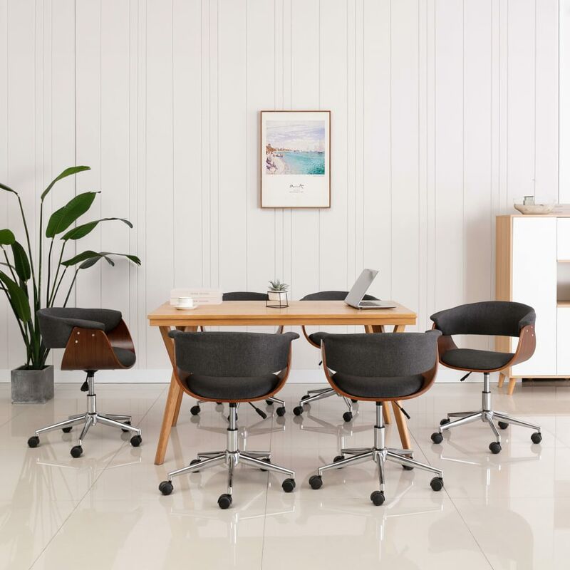

Sillas de comedor giratorias 6 unidades tela gris