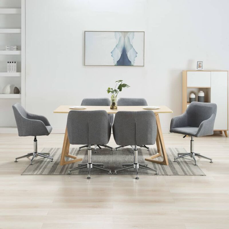 

Sillas de comedor giratorias 6 unidades tela gris claro