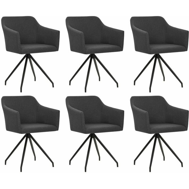 

Happyshopping - Sillas de comedor giratorias 6 unidades tela gris oscura