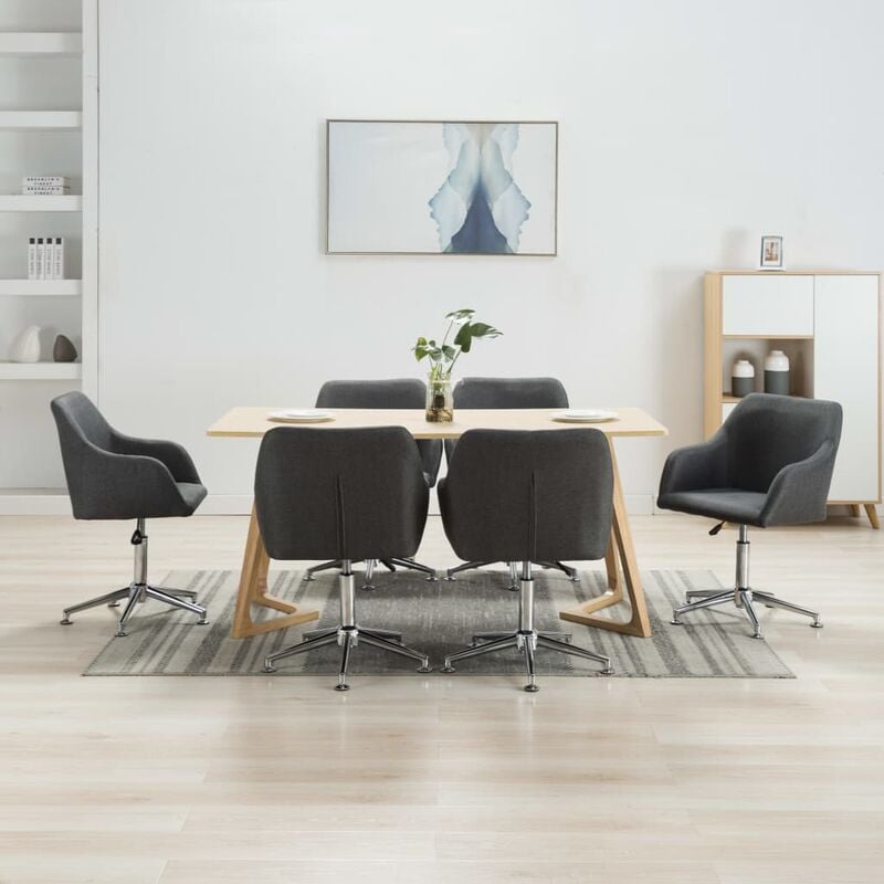 

Sillas de comedor giratorias 6 unidades tela gris oscuro