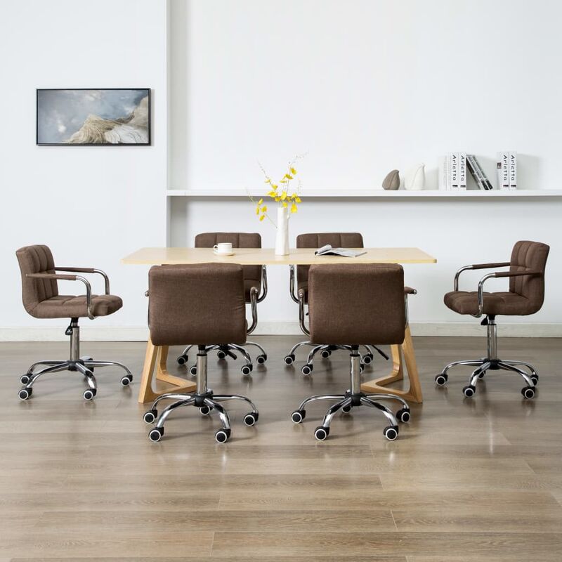 

Sillas de comedor giratorias 6 unidades tela marrón