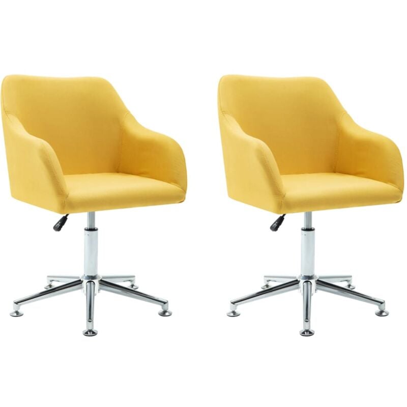 

vidaXL Silla de Comedor Giratoria Tela 2 Unidades Amarillo - Amarillo