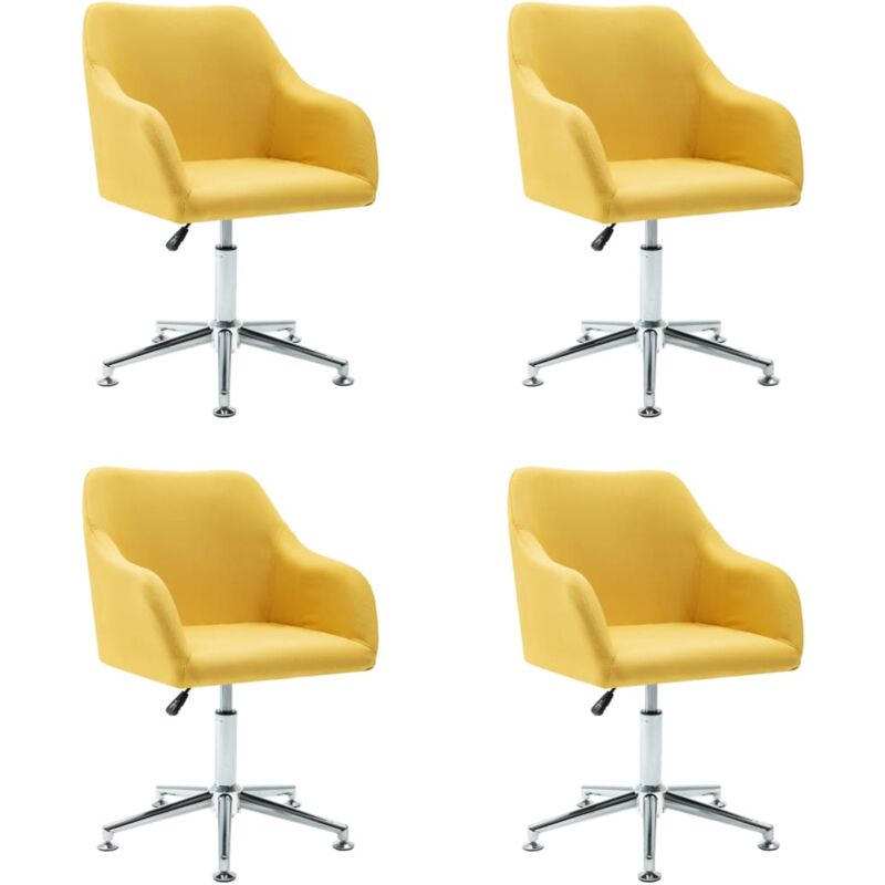 

vidaXL Silla de Comedor Giratoria Tela 4 Unidades Amarillo - Amarillo