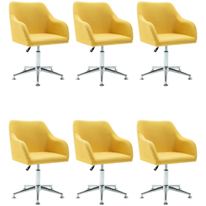 

vidaXL Silla de Comedor Giratoria Tela 6 Unidades Amarillo - Amarillo
