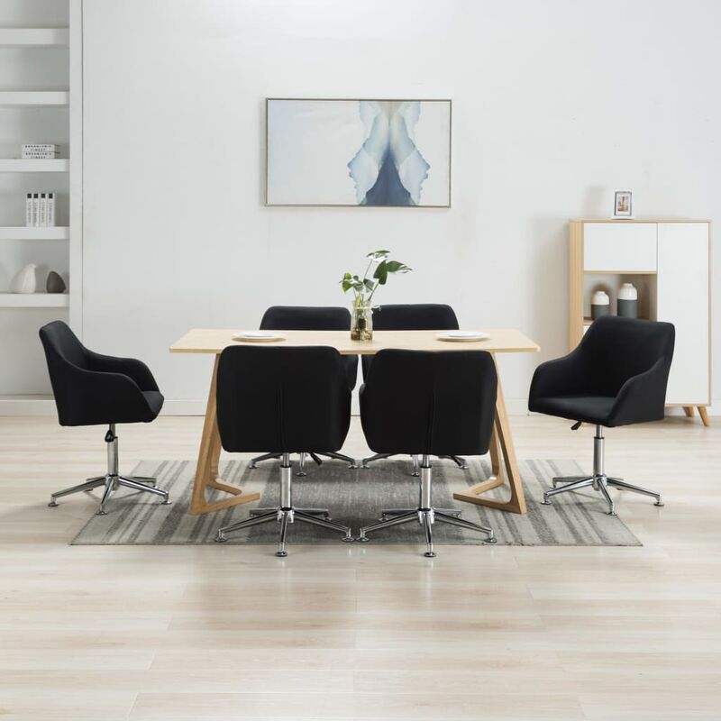 

BHD - Sillas de comedor giratorias 6 unidades tela negro