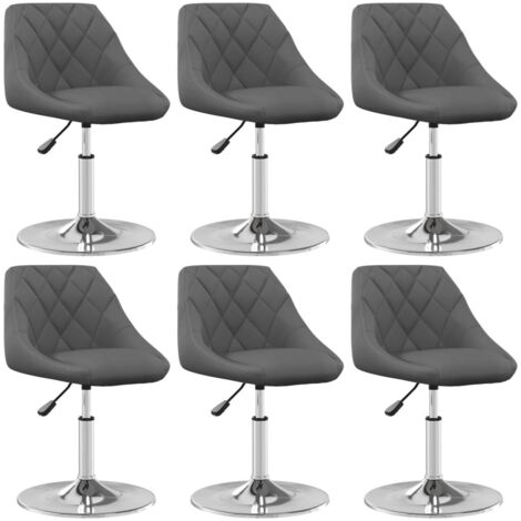 Sillas de comedor giratorias 6 unidades terciopelo gris oscuro