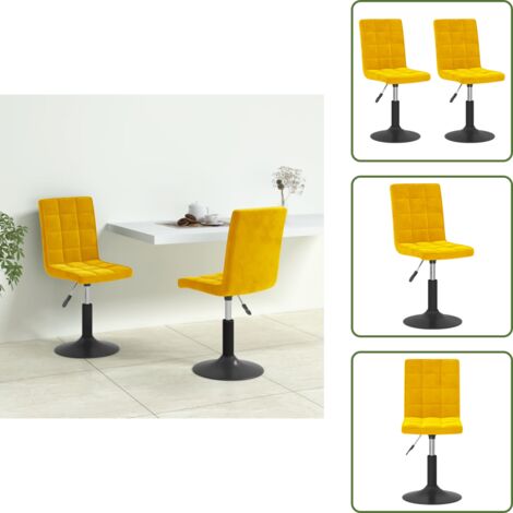 Sillas de comedor giratorias - vidaXL Sillas de comedor giratorias 2 uds terciopelo amarillo mostaza - Sillas de comedor terciopelo