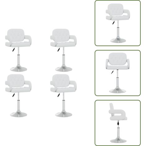 Sillas de comedor giratorias - vidaXL Sillas de comedor giratorias 4 unidades cuero sintético blanco - Sillas de comedor cuero sintético