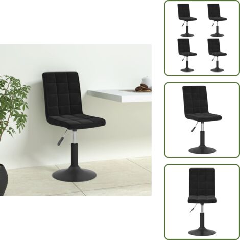 Sillas de comedor giratorias - vidaXL Sillas de comedor giratorias 4 unidades terciopelo negro - Sillas de comedor terciopelo