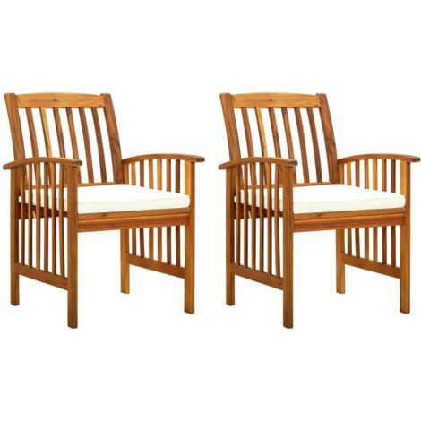 Sillas de comedor jardín 2 uds con cojines madera maciza acacia