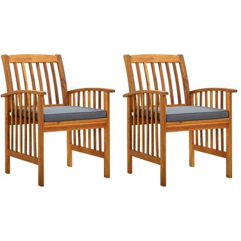 Sillas de comedor jardín 2 uds con cojines madera maciza acacia
