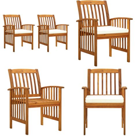Sillas de comedor jardín 2 uds con cojines madera maciza acacia - Sillas de comedor - Sillas de exterior