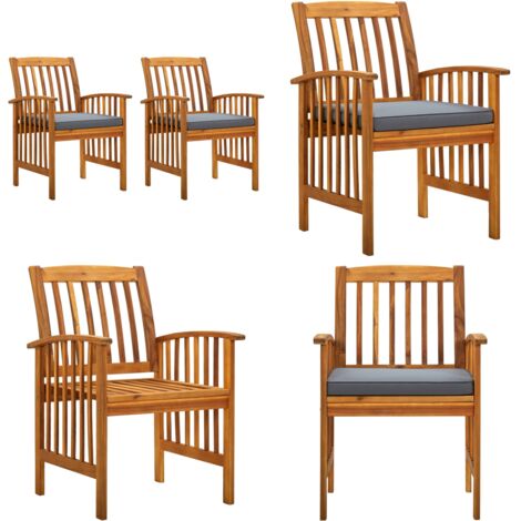Sillas de comedor jardín 2 uds con cojines madera maciza acacia - Sillas de comedor - Sillas de madera