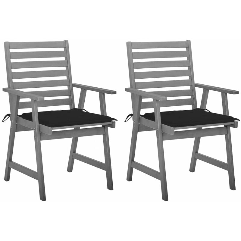 

Sillas de comedor jardín 2 uds madera maciza acacia con cojines