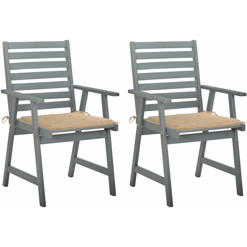 

Sillas de comedor jardín 2 uds madera maciza acacia con cojines