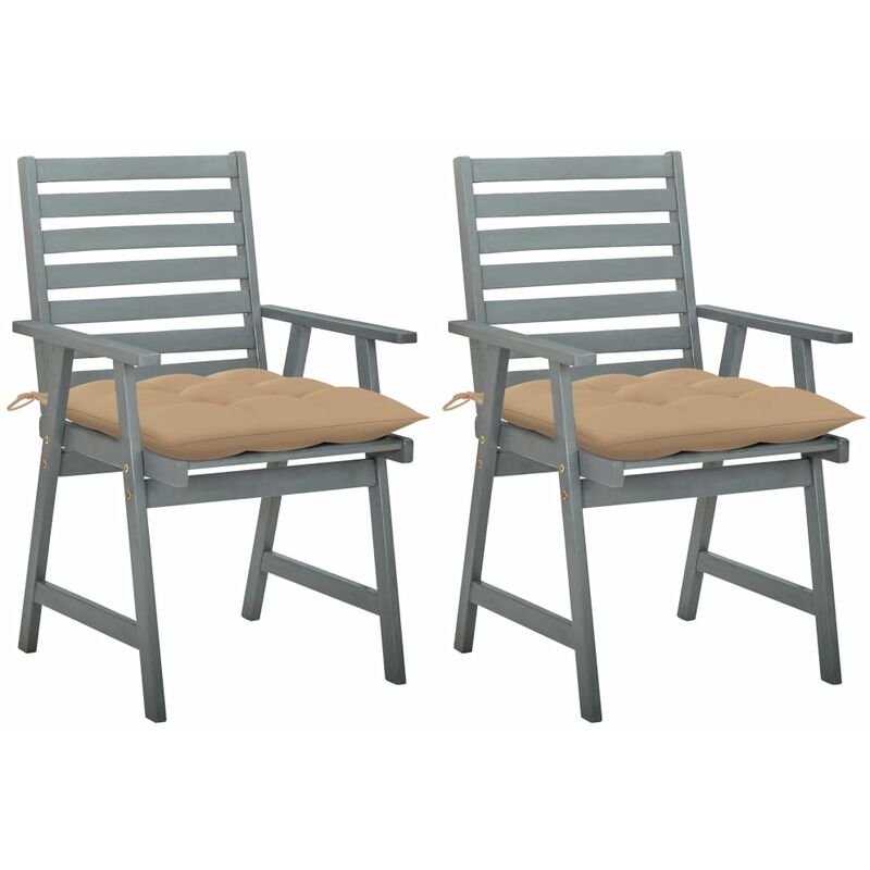 

Sillas de comedor jardín 2 uds madera maciza acacia con cojines