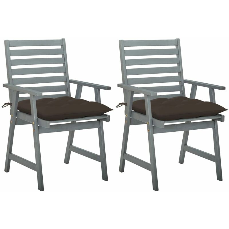 

Sillas de comedor jardín 2 uds madera maciza acacia con cojines